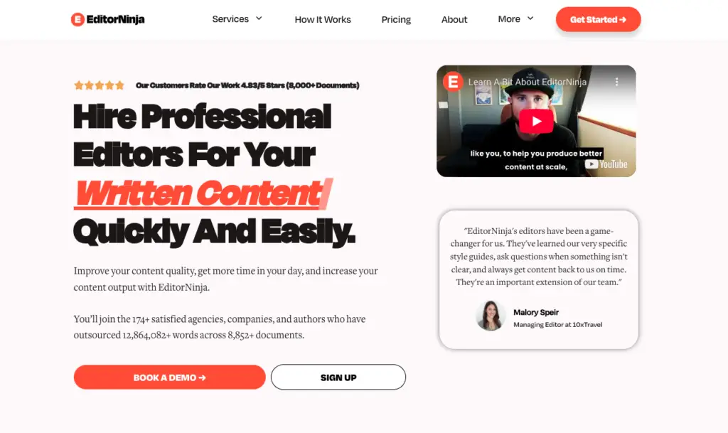 EditorNinja homepage